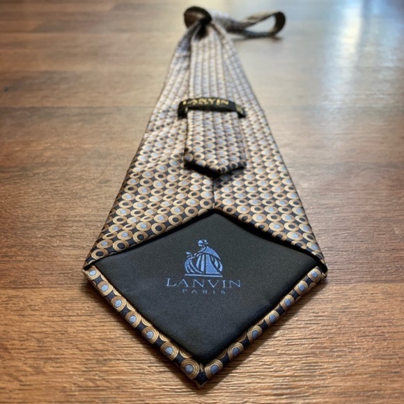 Lanvin Blue & Tan Circles Satin Tie - Picture 7 of 8